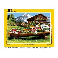 canevas antique l enclos du chalet 45x60cm