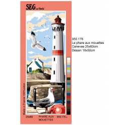 canevas antique le phare aux mouettes 25x60cm