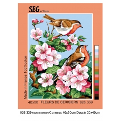 canevas seg canevas fleurs de cerisiers 40x50 cm