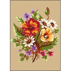 canevas antique bouquet 32x50cm