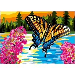 canevas antique le papillon 32x50cm
