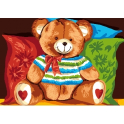 canevas antique nounours mignons 32x50 cm