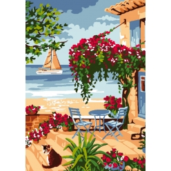 canevas antique la terasse 32x50 cm