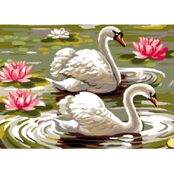canevas antique les cygnes 32x50 cm