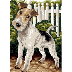 canevas antique fox terrier 32x50 cm