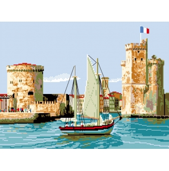 canevas antique le port de la rochelle 50x65cm