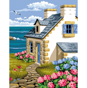 canevas antique maison bretonne 50x65cm