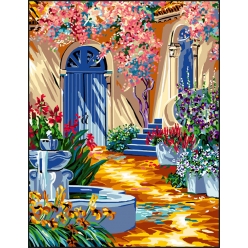 canevas antique maison fleurie 50x65cm