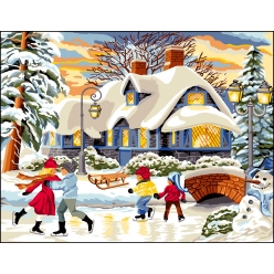 canevas antique le conte d hiver 50x65cm
