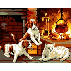 canevas antique une soiree d hiver 50x65cm