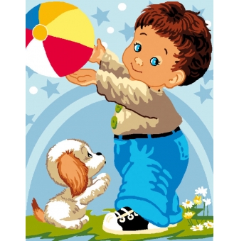canevas antique 50x65 cm attraper le balon