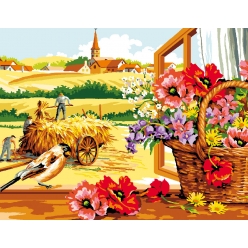 canevas antique l ete a la fenetre 50x65 cm
