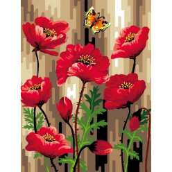 canevas antique coquelicot 50x65 cm