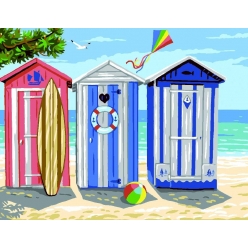 canevas antique les cabines de plage rafael angelo 50x65cm