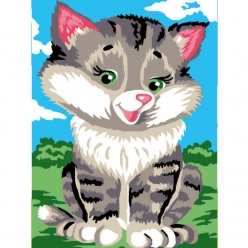 kit canevas enfant chat 20x25cm