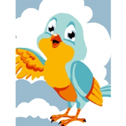 kit canevas enfant oiseau 20x25cm