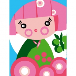 kit canevas enfant kokeshi 20x25cm