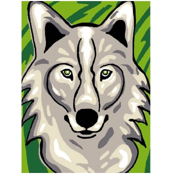 kit canevas enfant loup gris 20x25cm