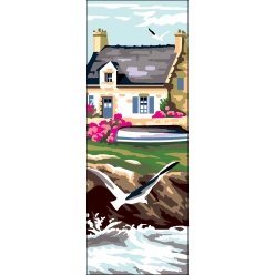 canevas antique maison bretonne 30x65cm