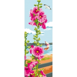 canevas antique roses tremieres 30x65 cm sans fils