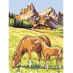 kit canevas chevaux 25x30cm