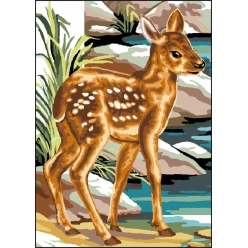 canevas antique le faon 32x50cm
