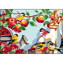 canevas antique le paradis des oiseaux 32x50cm