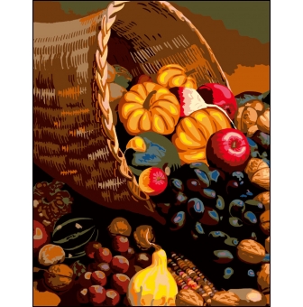canevas antique corbeille de fruits 50x65cm