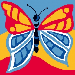 kit canevas soudan 25x25cm papillon