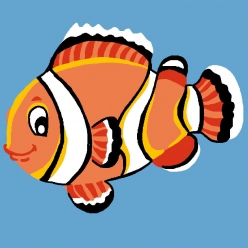 kit canevas soudan poisson clown 25x25 cm