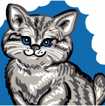 kit canevas soudan chat gris 25x25 cm