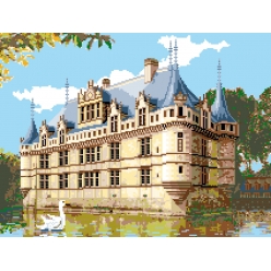 canevas antique le chateau d azay le rideau 50x65cm