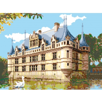 canevas antique le chateau d azay le rideau 50x65cm