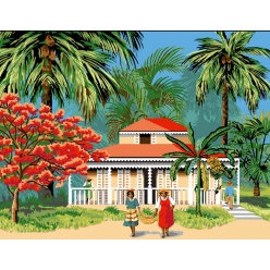 canevas antique la maison creole 50x65cm