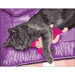 canevas antique filho et son doudou mimo verde 50x65cm