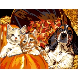 canevas antique les 3 copains 50x65cm