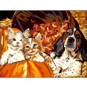 canevas antique les 3 copains 50x65cm