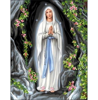 canevas antique notre dame de lourdes rafael angelo 50x65cm