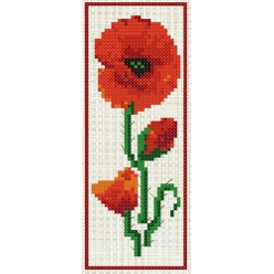 kit a broder point de croix marque page coquelicot