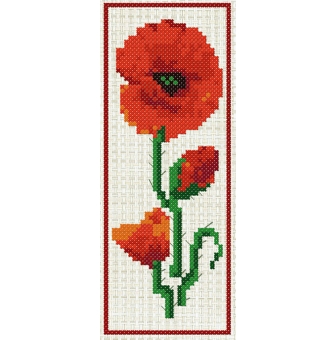 kit a broder point de croix marque page coquelicot