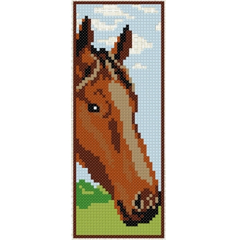 kit a broder point de croix marque page cheval