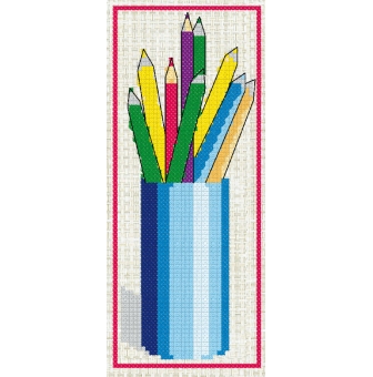 kit point de croix sur aida marque page crayons