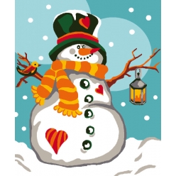 kit canevas blanc bonhomme de neige 25x30 cm 100 coton