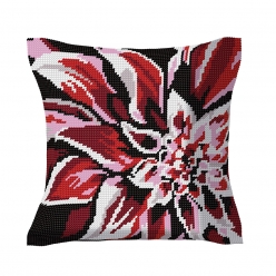 kit coussin demi point fleur rouge