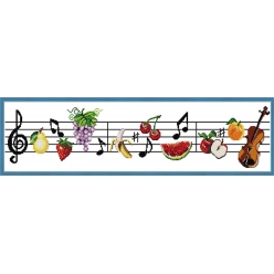 kit a broder point de croix frise les notes de fruits