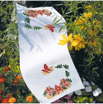 kit chemin de table a broder point de croix printemps