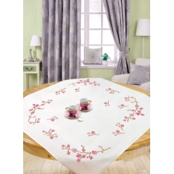 kit surnappe a broder point varies fleurs de cerisiers