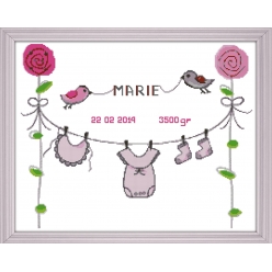 kit a broder point de croix bienvenue rose