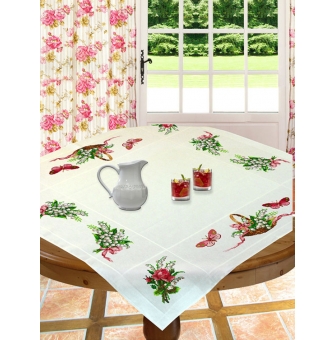 kit nappe a broder point de croix muguet