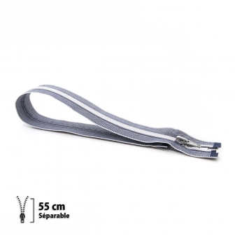 fermeture nylon invisible 55 cm ruban couleur jeans  separable